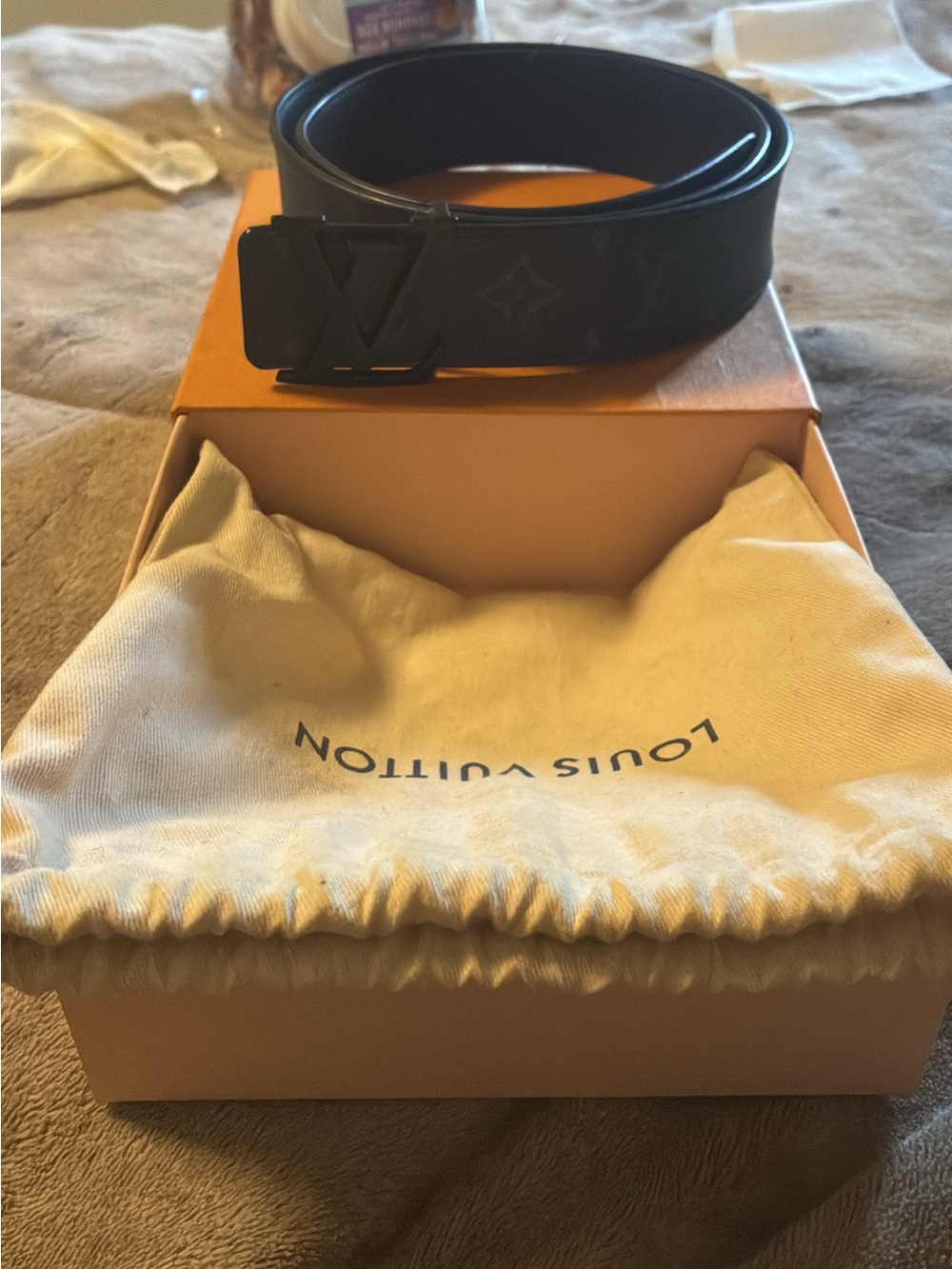 Louis Vuitton Black Monogram Matte LV Buckle Belt